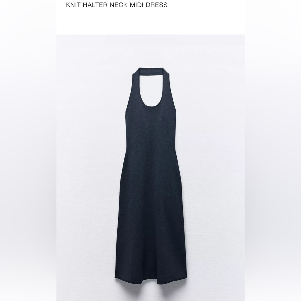 Zara Black Knit Halter Neck Midi Dress